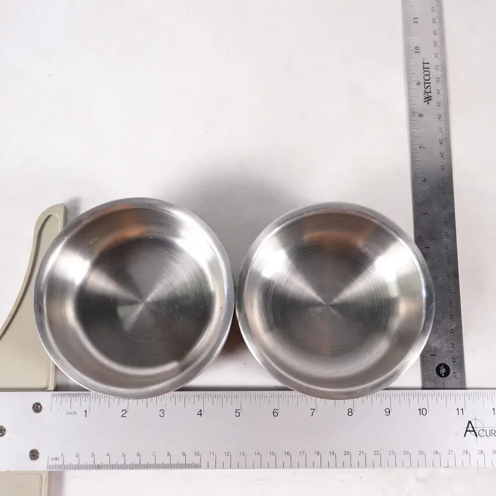 Stainless Steel Dog Cat Pet Bowl Food Water Dish Feeder x2 Gray Powder Coated